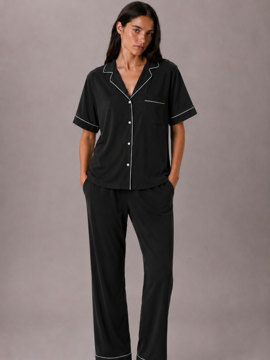 AIRSOFT MODAL BLACK SHORT SLEEVE PANT SET