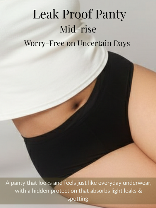 BLACK LADIES MID RISE LEAKPROOF BRIEF