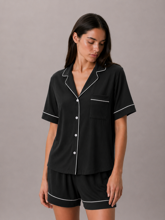 AIRSOFT MODAL BLACK SHORT SLEEVE SHORT SET