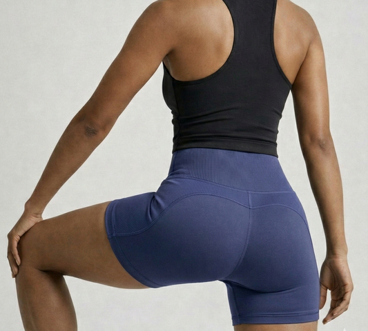 BLUE RIBBED HOT SHORT