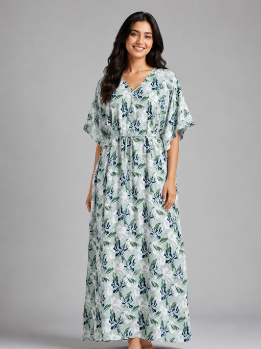 GREEN BOTANIC LADIES KAFTAN - WOMENS - COTTON - SEDA
