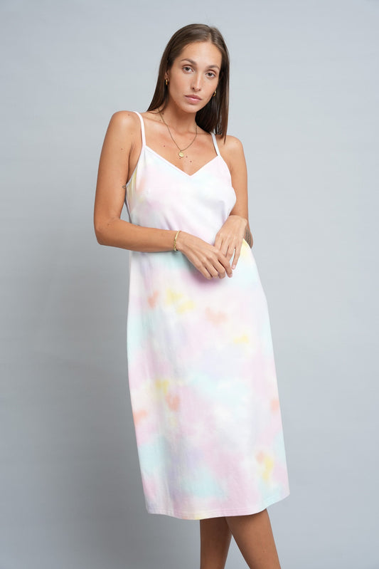 Relax in style in this comfy and cute nightgown, featuring a flattering V-neckline, adjustable straps, and a side slit for added comfort.