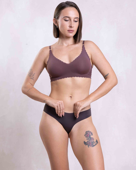 SEDA BASICS SEAMLESS DARK BROWN THONG