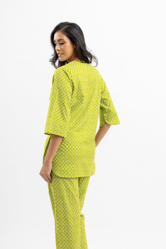 TRI LADIES COTTON LS KURTHI SET