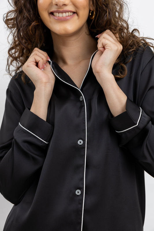 PJ L/S PANT SET - BLACK