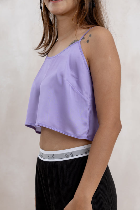 SEDA TEEN SATIN LAVENDER CROP TOP