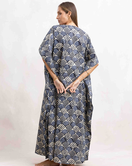 BLUE LADIES COTTON BASIC KAFTAN