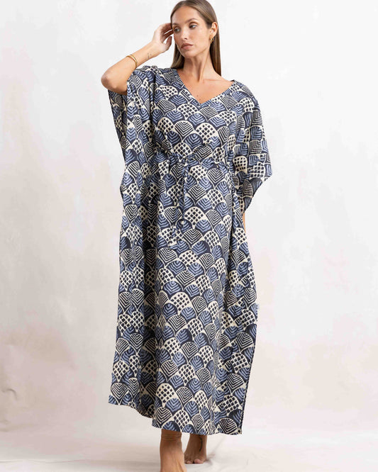 BLUE LADIES COTTON BASIC KAFTAN