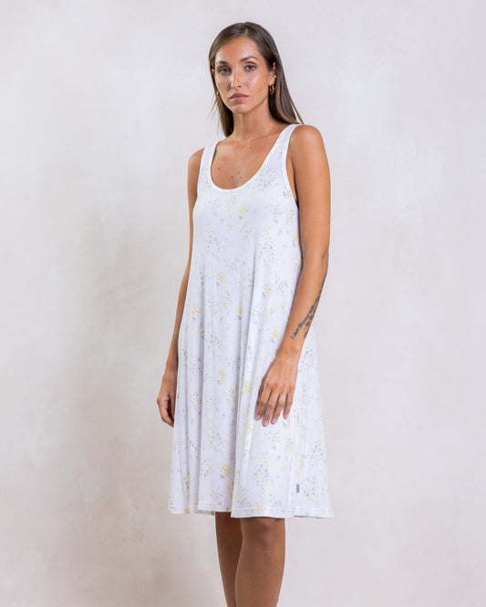 AIR SOFT MODAL WHITE FLORAL SHORT NIGHTDRESS