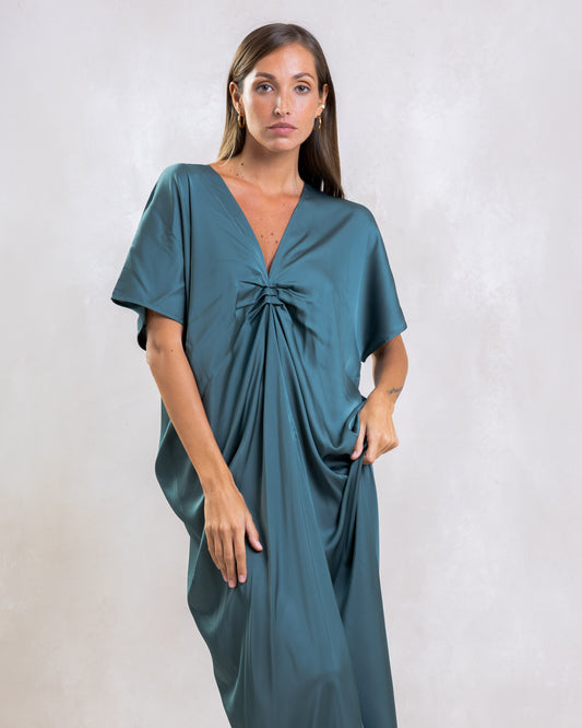 TEAL LADIES SATIN KAFTAN