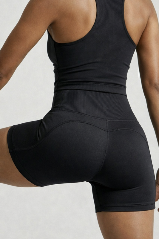 BLACK RIBBED HOT SHORT