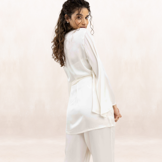 LADIES SATIN ROBE PJ SET