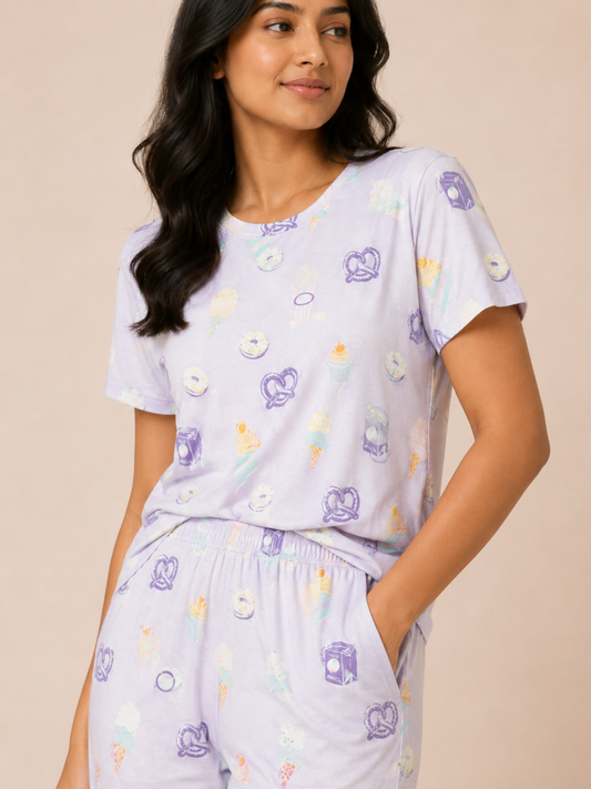 AIRSOFT MODAL DESSERT AOP LADIES SHORT SLEEVE PANT SET