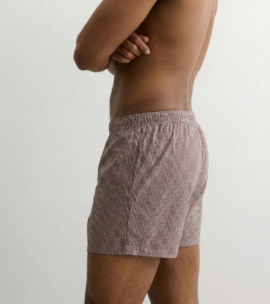 BROWN CHECK WOVEN 2PACK BOXER SHORTS