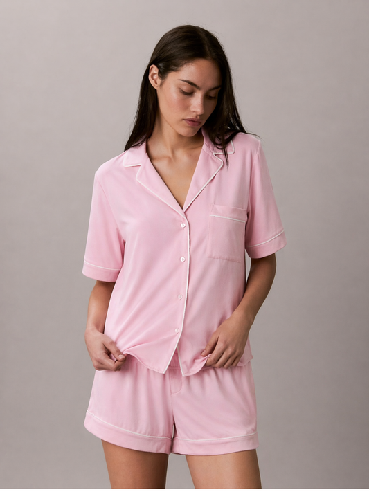 AIRSOFT MODAL PINK SHORT SLEEVE SHORT SET