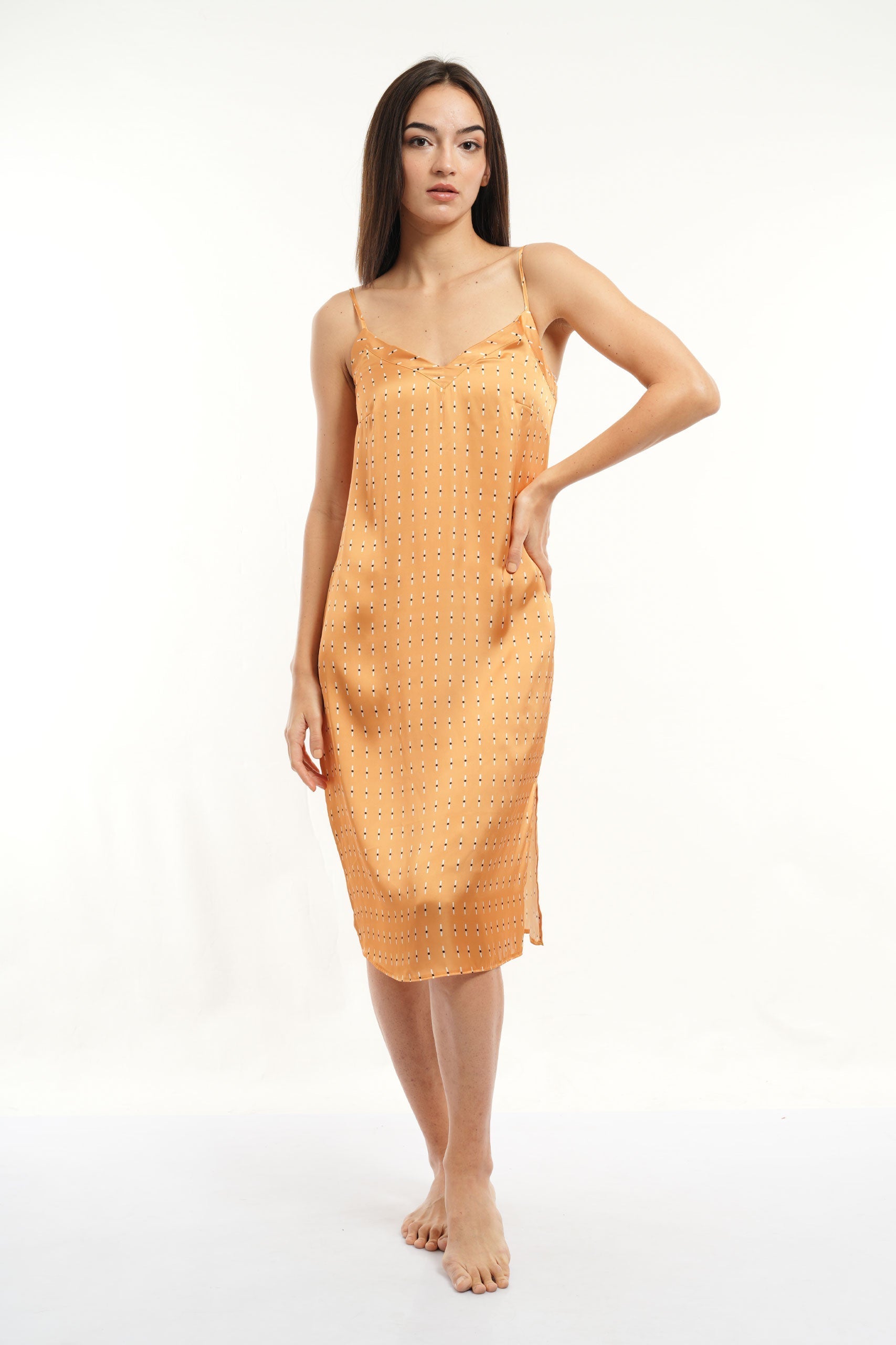 Midi Slip - Mustard AOP