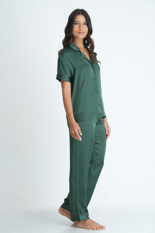 PJ S/S PANT SET - FOREST GREEN