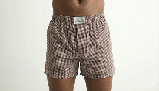 BROWN CHECK WOVEN 2PACK BOXER SHORTS