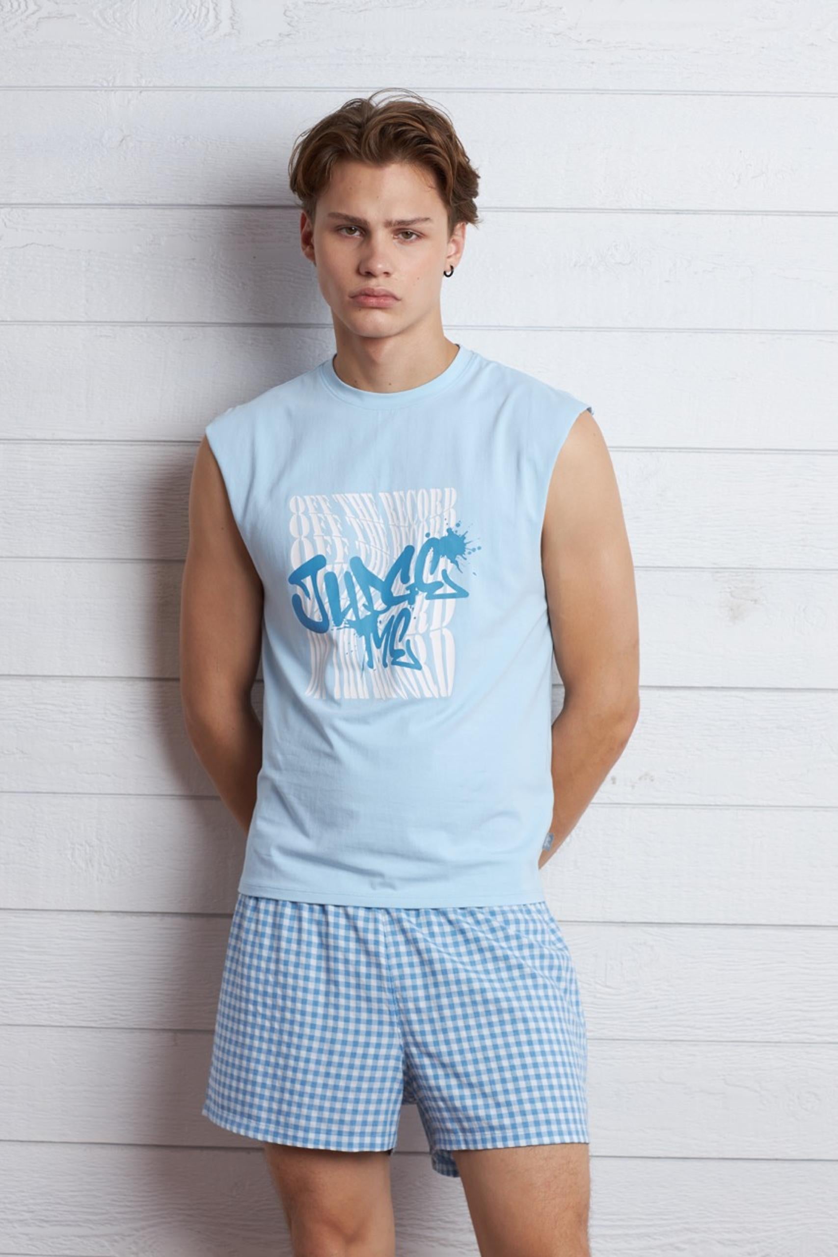 Oversized Armcut T-Shirt in Soft Jersey with UV Reactive Print - Front View boys