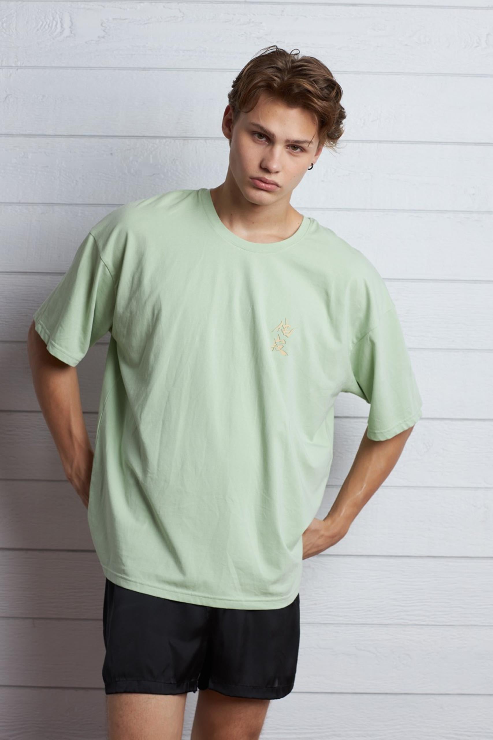 Oversized Fit T-Shirt in Soft Jersey with Chest Print - Front View