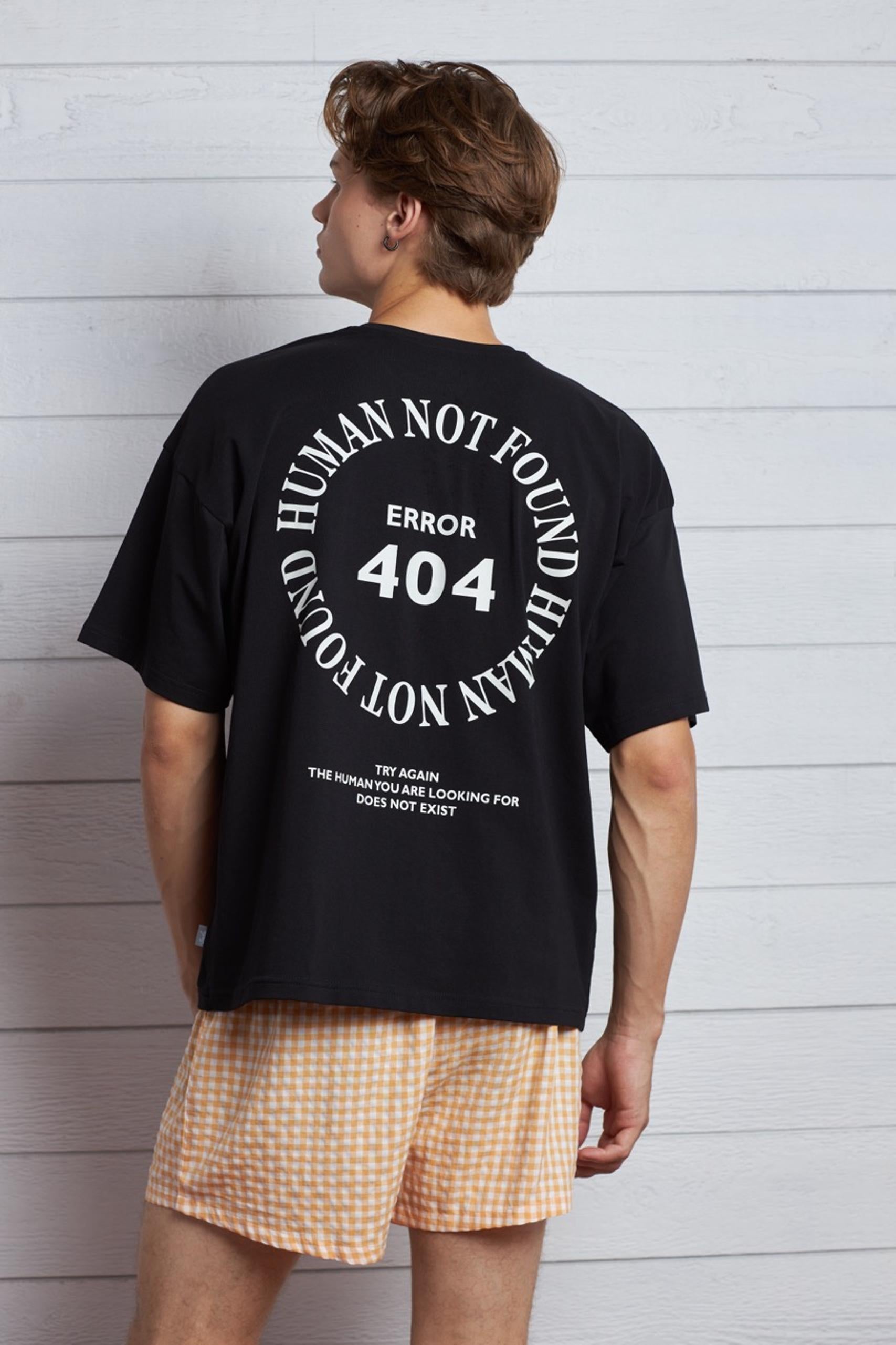 Back View of Oversized Fit T-Shirt with Print Detail