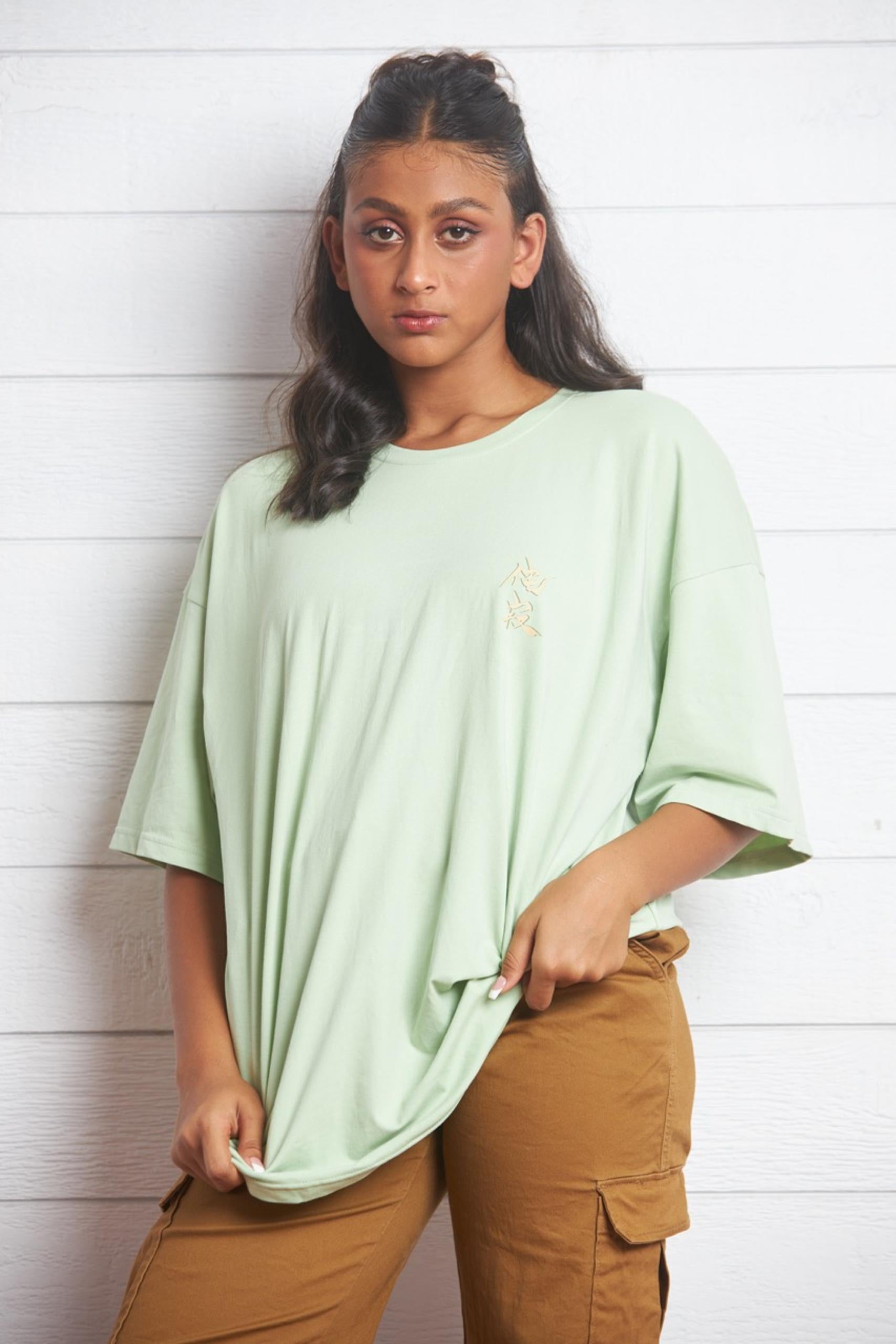 Oversized Fit T-Shirt in Soft Jersey with Chest Print - Front View