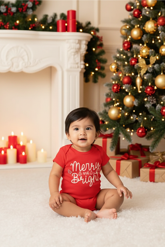 MERRY & BRIGHT BABY UNISEX CHRISTMAS BODYSUIT