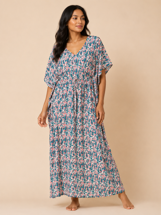 BLUE CORAL WAVE LADIES KAFTAN