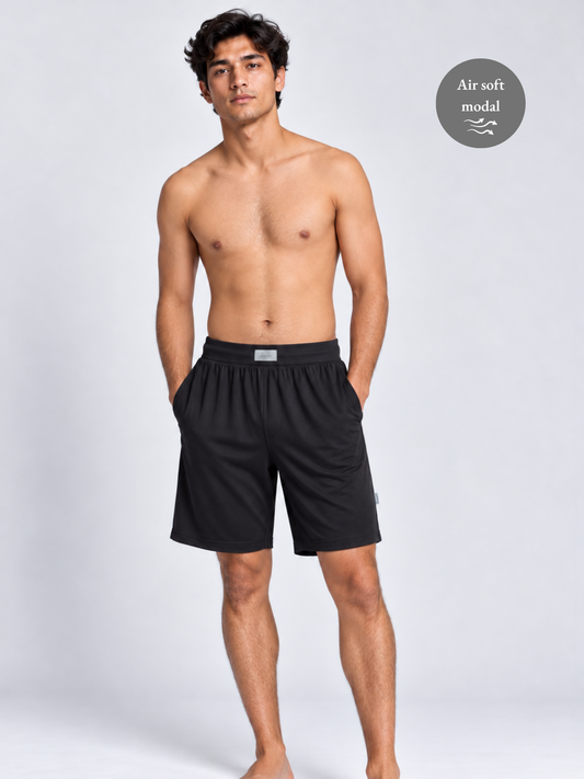 AIRSOFT MODAL BLACK MEN'S SLEEP SHORTS