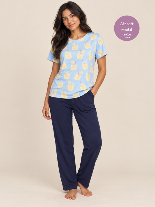 AIRSOFT MODAL LEMONADE LADIES SHORT SLEEVE PANT SET