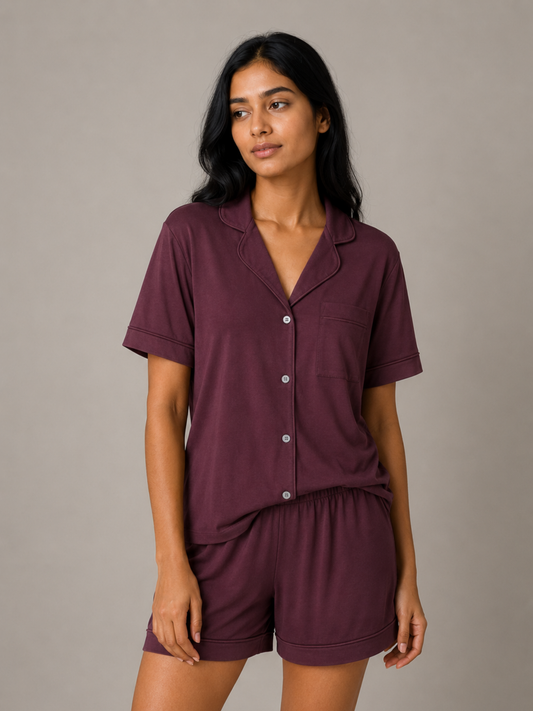 AIRSOFT MODAL MAROON SHORT SLEEVE SHORT SET