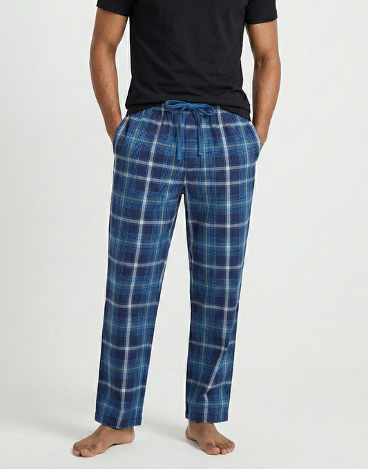 MENS BLUE PLAID WOVEN PANT
