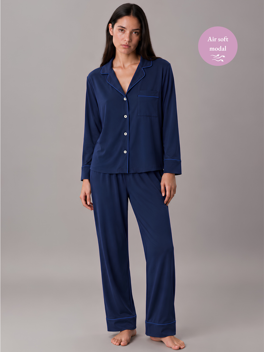AIRSOFT MODAL BLUE LADIES LONG SLEEVE PANT SET