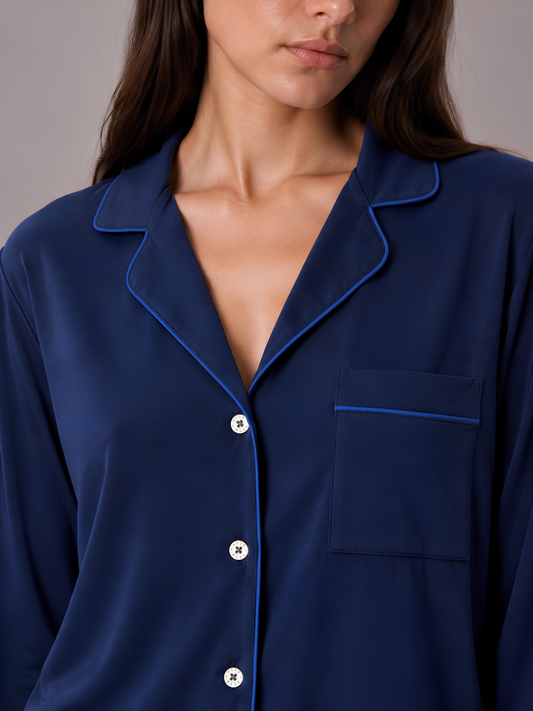 AIRSOFT MODAL BLUE LADIES LONG SLEEVE PANT SET