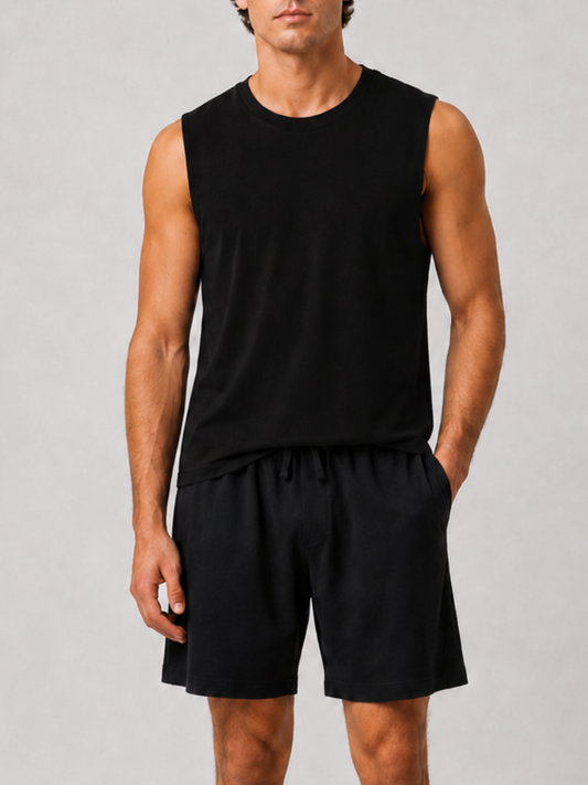 BLACK MENS SLEEVELESS TANK