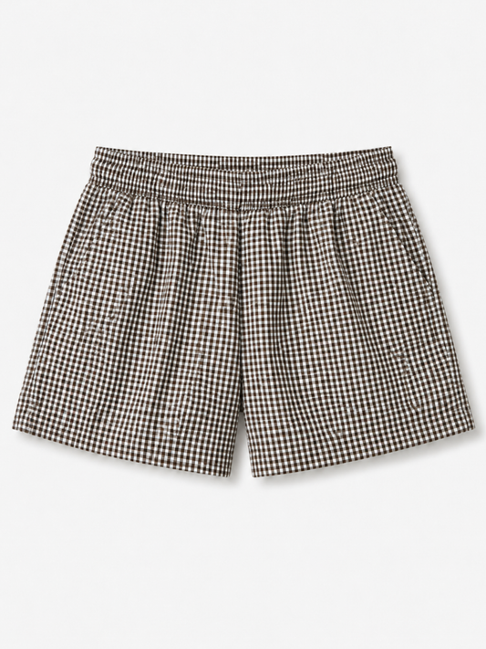 BROWN CHECK LADIES SHORT