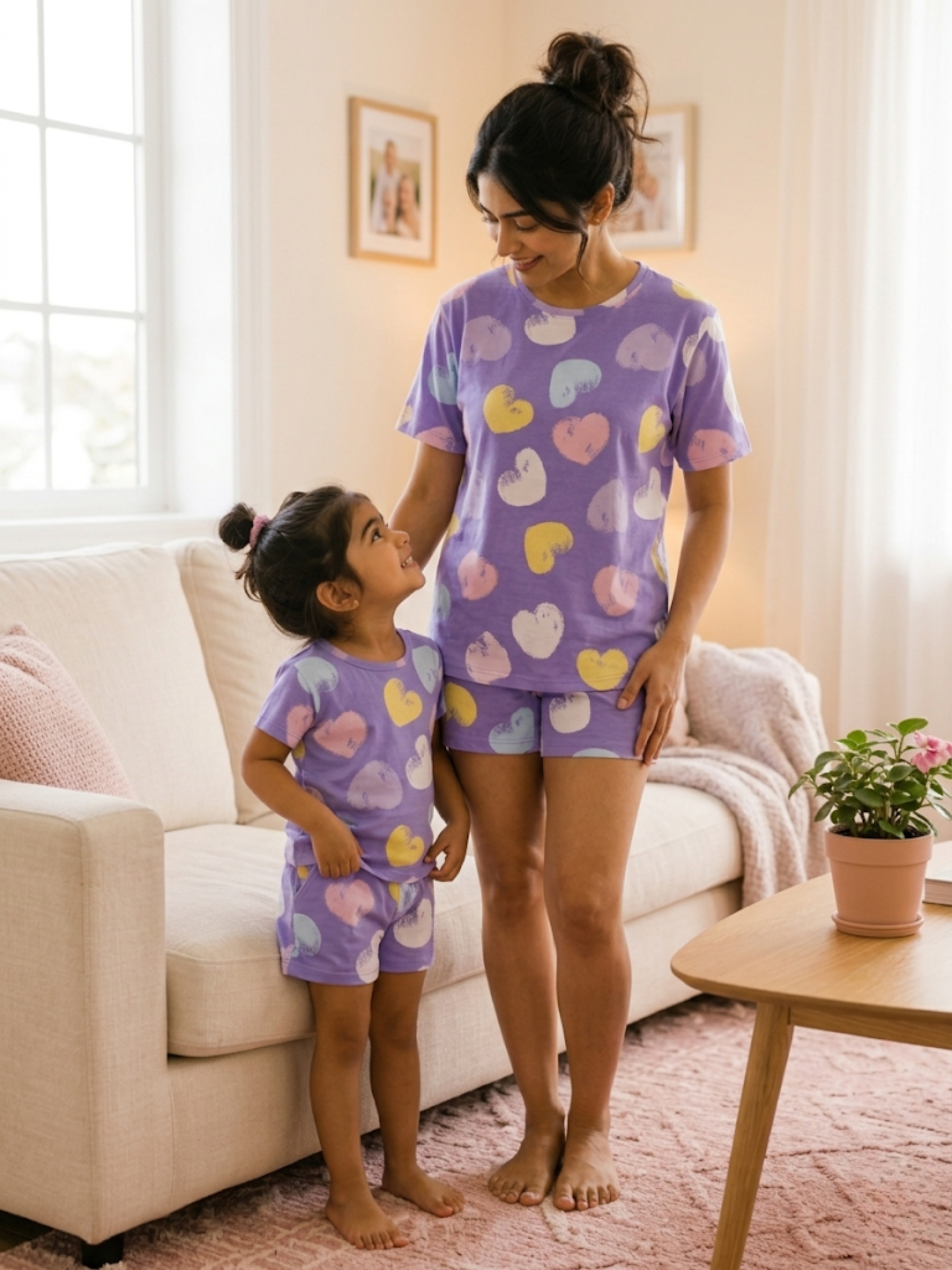 AIRSOFT PASTEL HEARTS LADIES SHORT SLEEVE SHORT SET - WOMENS - COTTON - SEDA