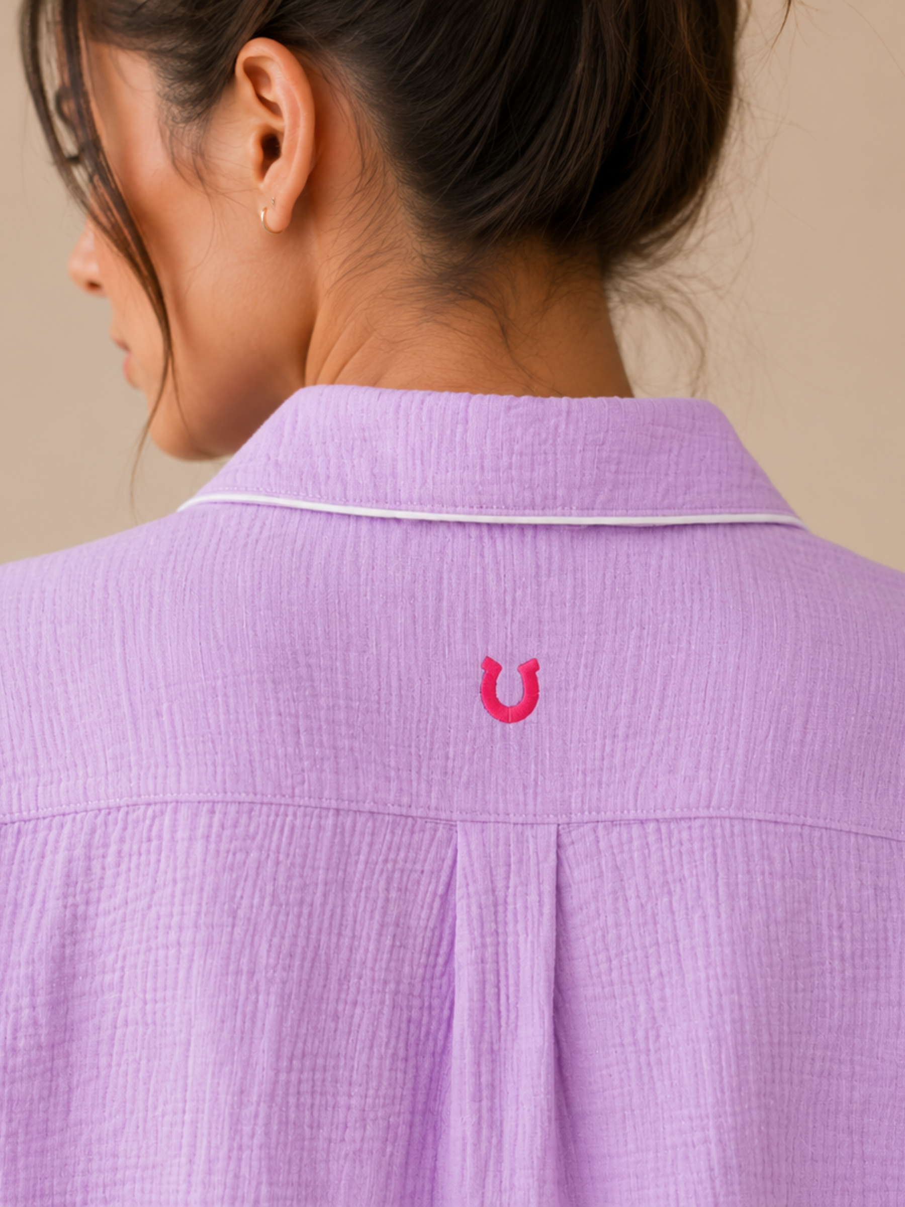 LAVENDER LADIES FRONT OPEN SHORT SLEEVE SHORT SET - WOMEN - COTTON - SEDA