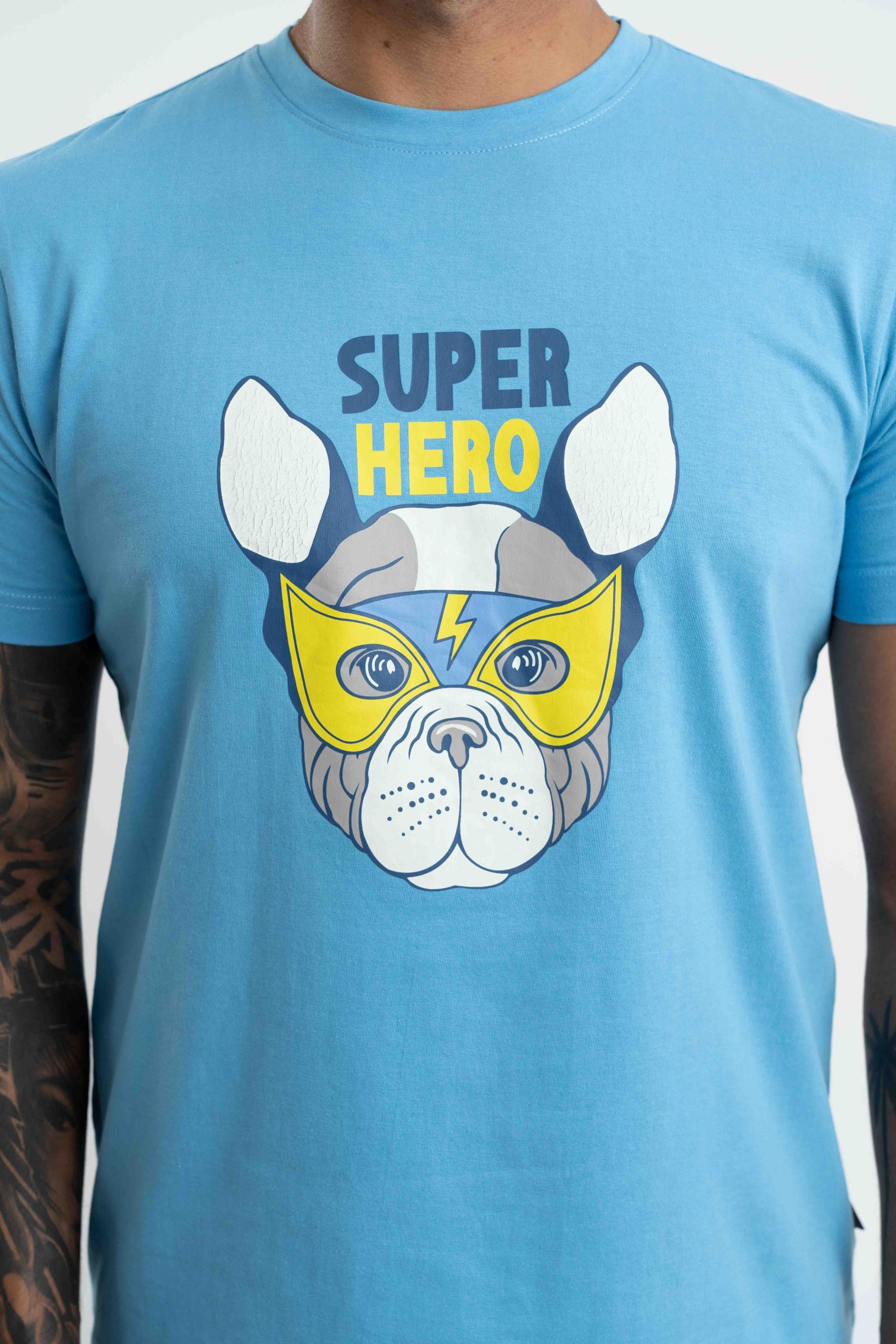 SUPER HERO T-SHIRT - 100% Cotton Short Sleeve Top with Rubber Print
