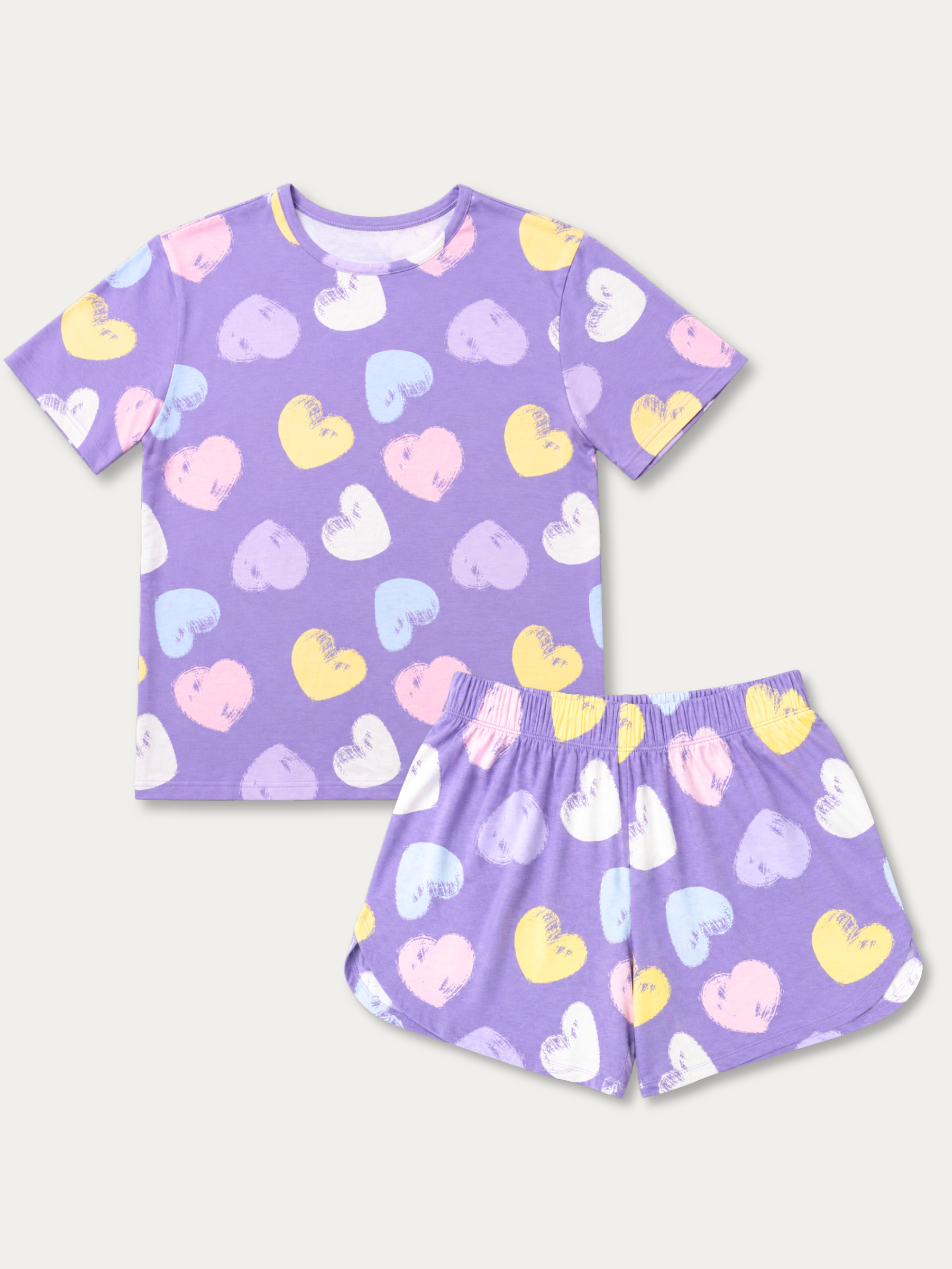 AIRSOFT PASTEL HEARTS LADIES SHORT SLEEVE SHORT SET - WOMENS - COTTON - SEDA