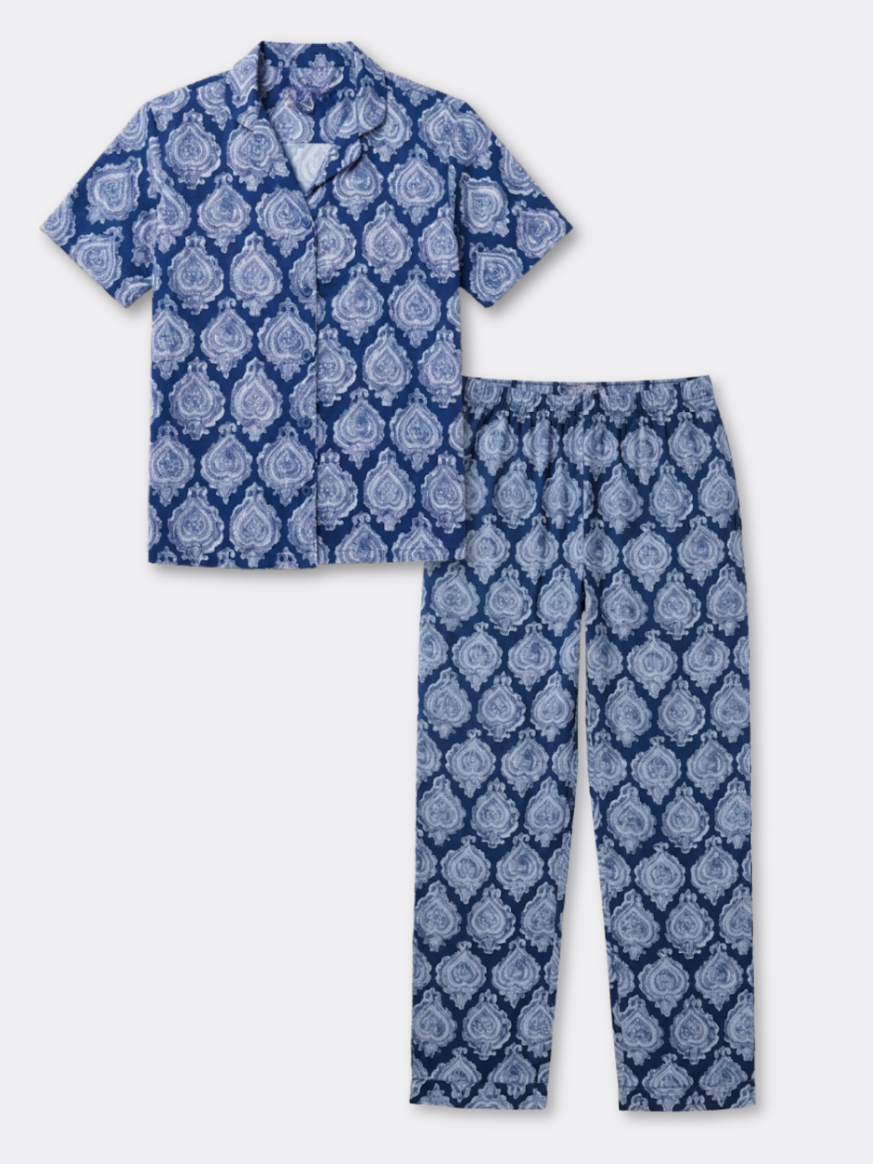 BLUE MOSAIC LADIES FRONT OPEN SHORT SLEEVE PANT SET - WOMEN - COTTON - SEDA
