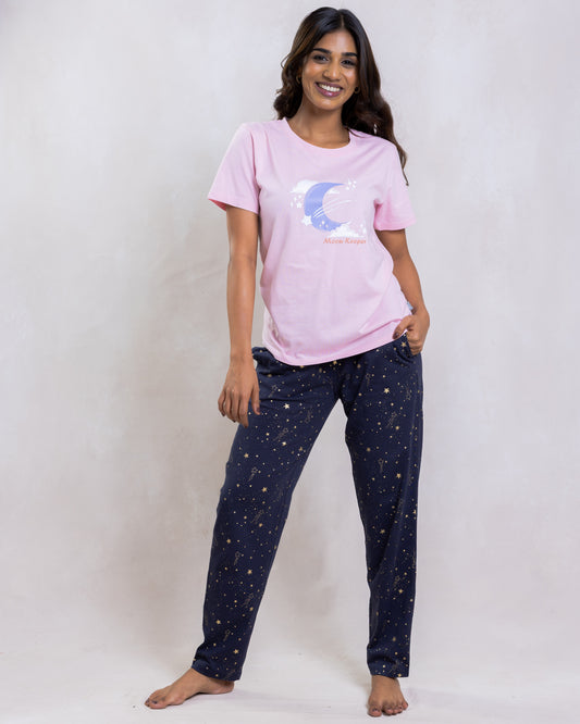 MOON KEEPER COTTON SHORT SLEEVE PANT SET