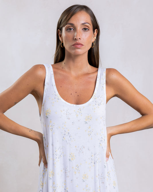 AIR SOFT MODAL WHITE FLORAL SHORT NIGHTDRESS