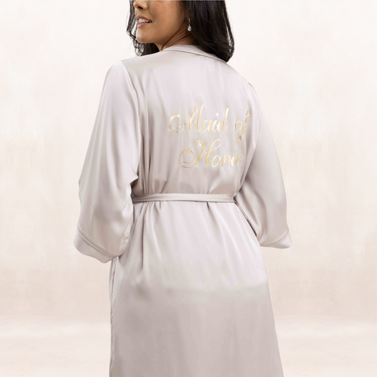 SAND MAID OF HONOR LADIES SATIN SHORT ROBE