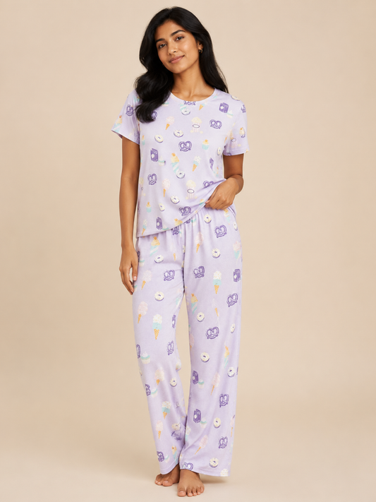 AIRSOFT MODAL DESSERT AOP LADIES SHORT SLEEVE PANT SET