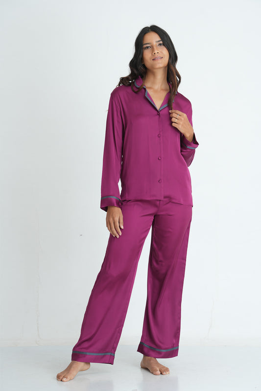 LONG SLEEVE PJ SET - PLUM